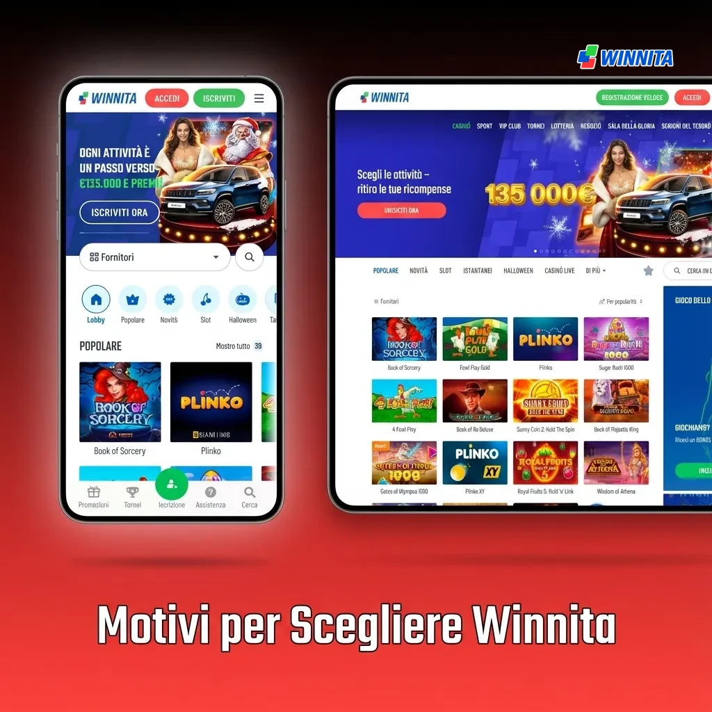 Winnita platform features: sports betting, casino games, mobile apps, and customer support options displayed together