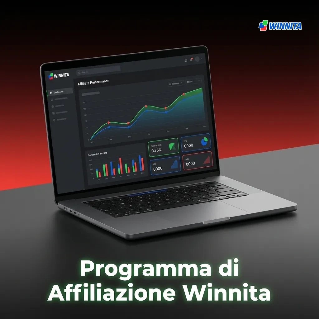 Winnita affiliate program dashboard showing real-time stats with commission rates from 25% to 40% revenue share