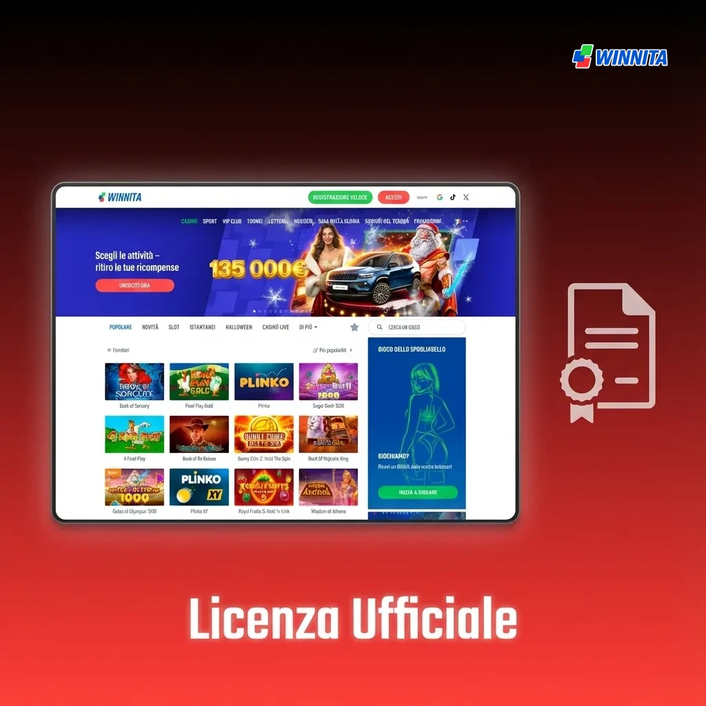 Winnita gaming license certificate from Curaçao government ensuring security and fair play standards